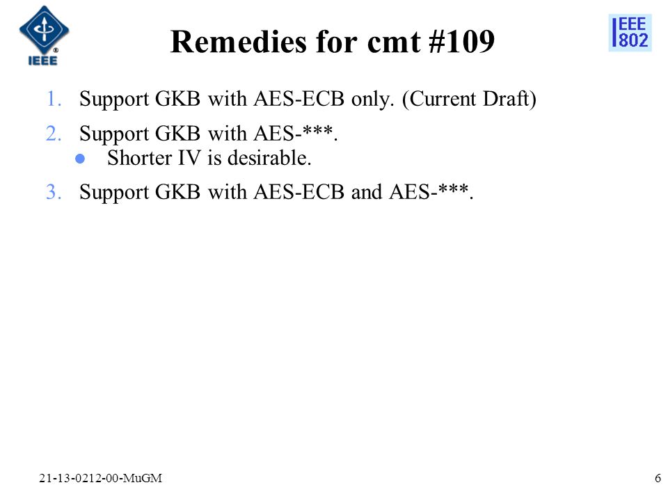 Remedies for cmt #109 1.Support GKB with AES-ECB only.