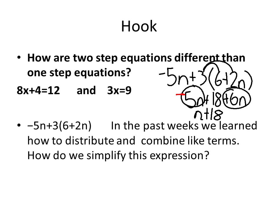 Do Now 1 2 Hook How Are Two Step Equations Diffe Than One 2 Hook How Are Two Step Equations