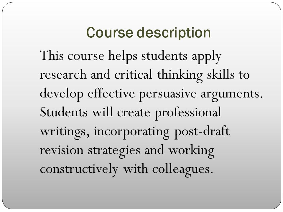 critical and creative thinking course description critical and creative thinking course description