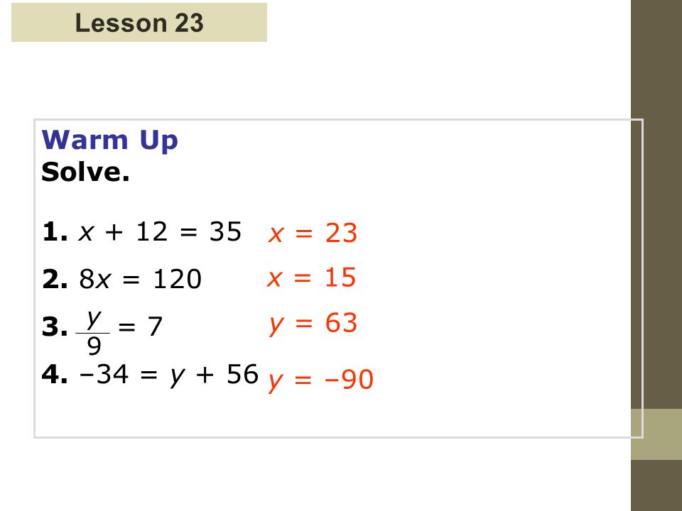 2 8 Solving Two Step Equations Warm Up Solve 1 X 12 7 1 2 8 Solving Two Step Equations