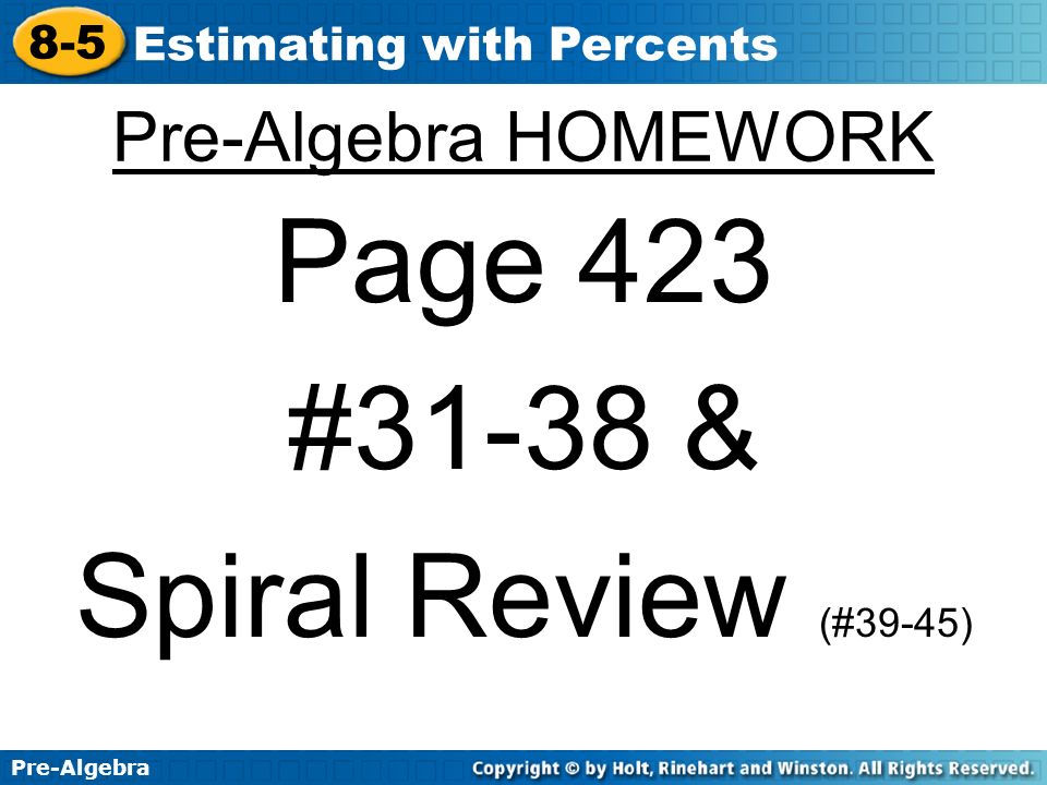 Homework help for pre algebra