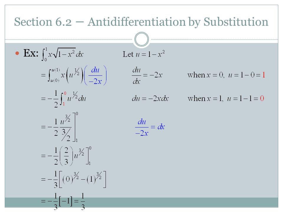 Section 6.2 – Antidifferentiation by Substitution Ex:
