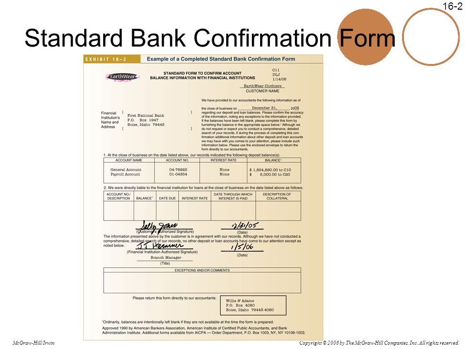 copyright 2006 by the mcgraw hill companies inc all rights standard bank confirmation form aicpa
