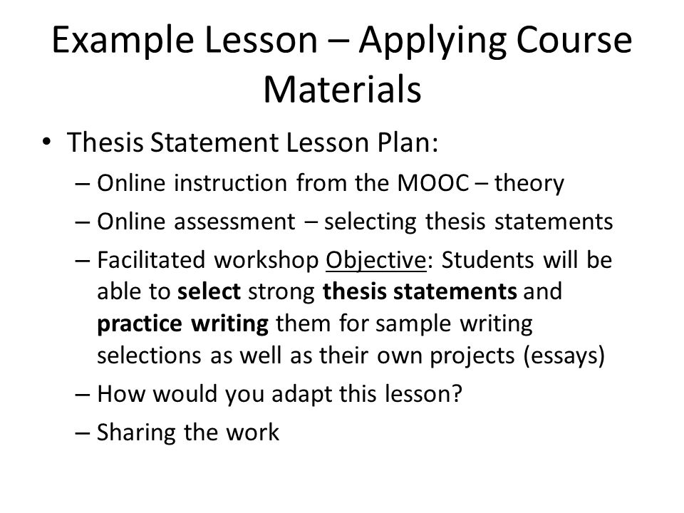 Writing effective thesis statements lesson plan