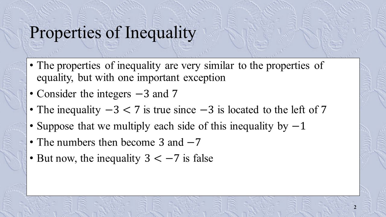 Properties of Inequality 2