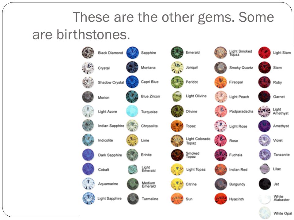 These are the other gems. Some are birthstones.