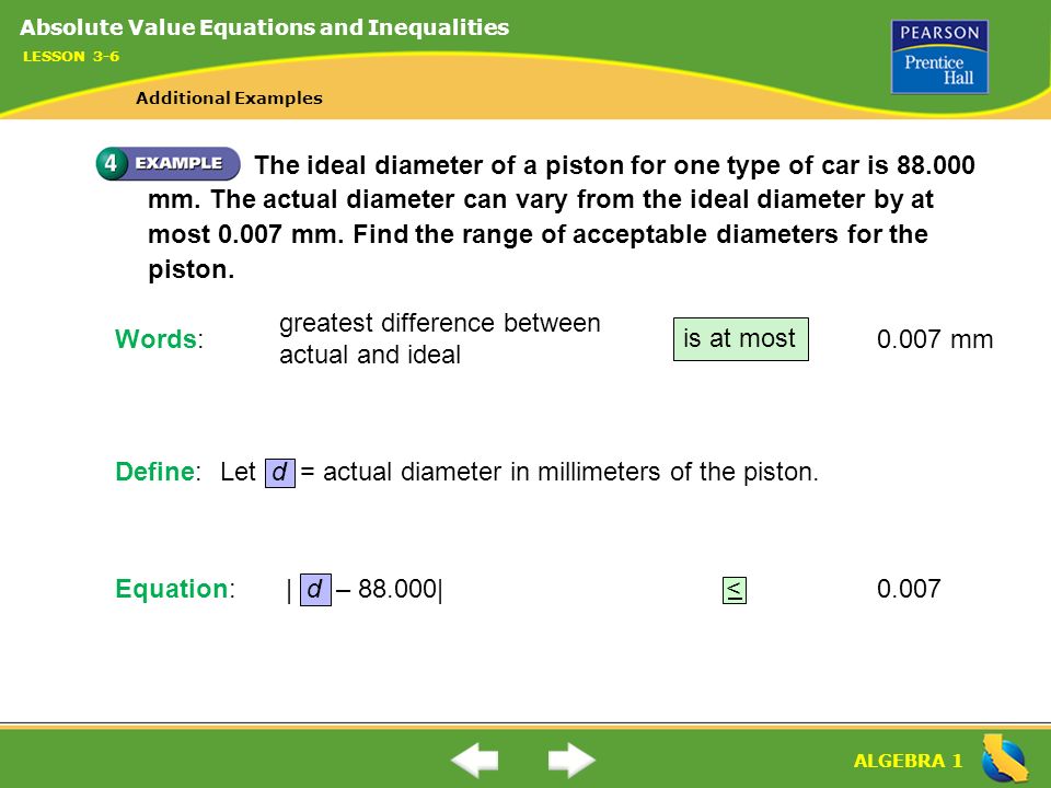 Algebra 1 Lesson 3 6 Warm Up Absolute Value Equations 6 Algebra