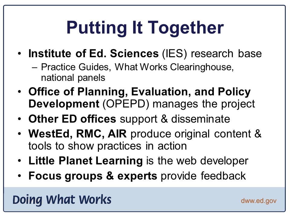 u s department of education doing what works website highlighting doing what works website