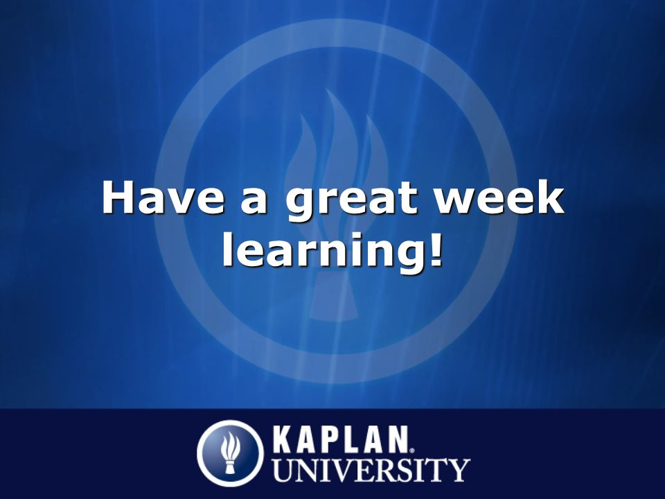 Have a great week learning!
