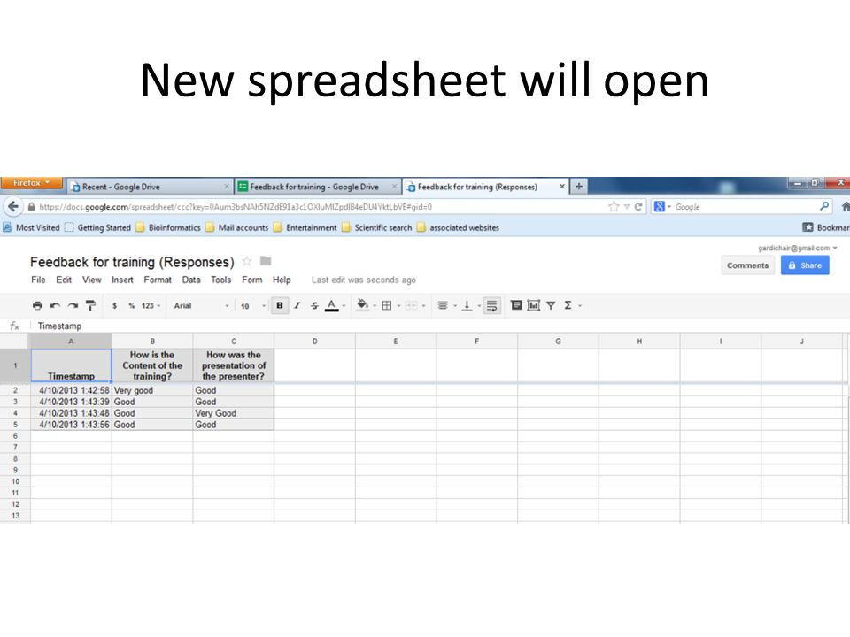 New spreadsheet will open