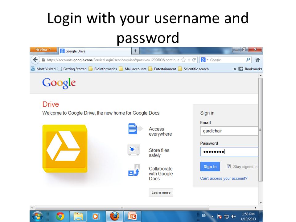 Login with your username and password