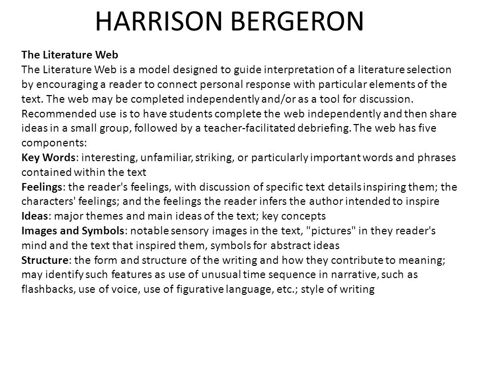 Harrison bergeron thesis ideas