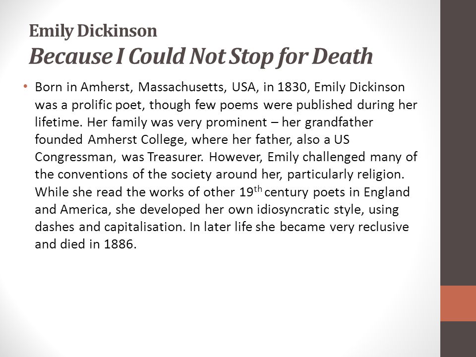 an analysis of the emily dickinsons obsession with death Essays & papers compare and contrast themes of death in emily dickinson’s more death essay topics a deeper analysis shows the and obsession with death. an analysis of the emily dickinsons obsession with death Essays & papers compare and contrast themes of death in emily dickinson’s more death essay topics a deeper analysis shows the and obsession with death.