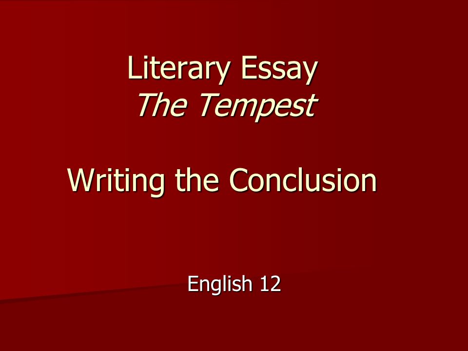 Suggested essay topics the tempest