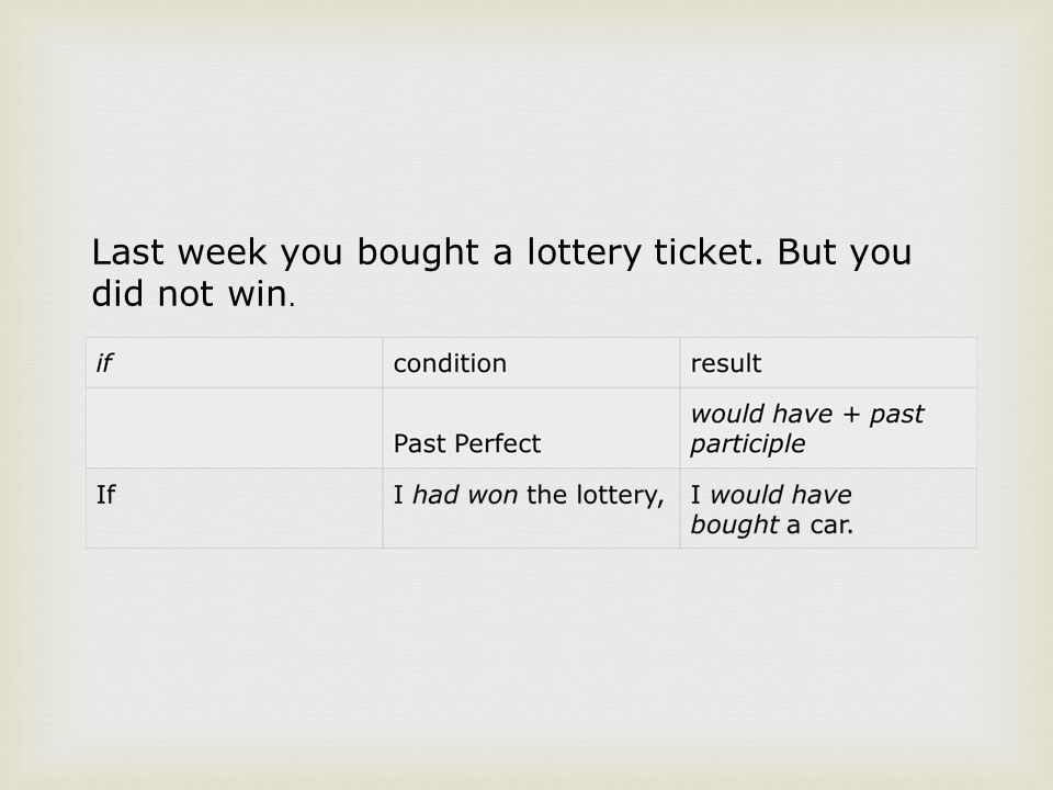 Last week you bought a lottery ticket. But you did not win.