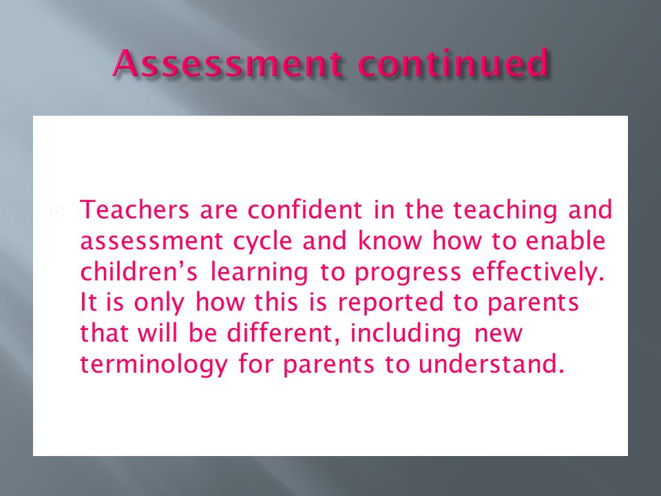  Teachers are confident in the teaching and assessment cycle and know how to enable children’s learning to progress effectively.