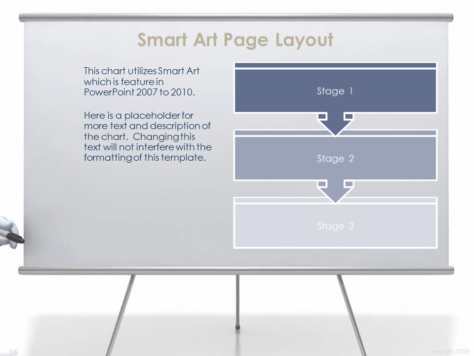 This chart utilizes Smart Art which is feature in PowerPoint 2007 to 2010.