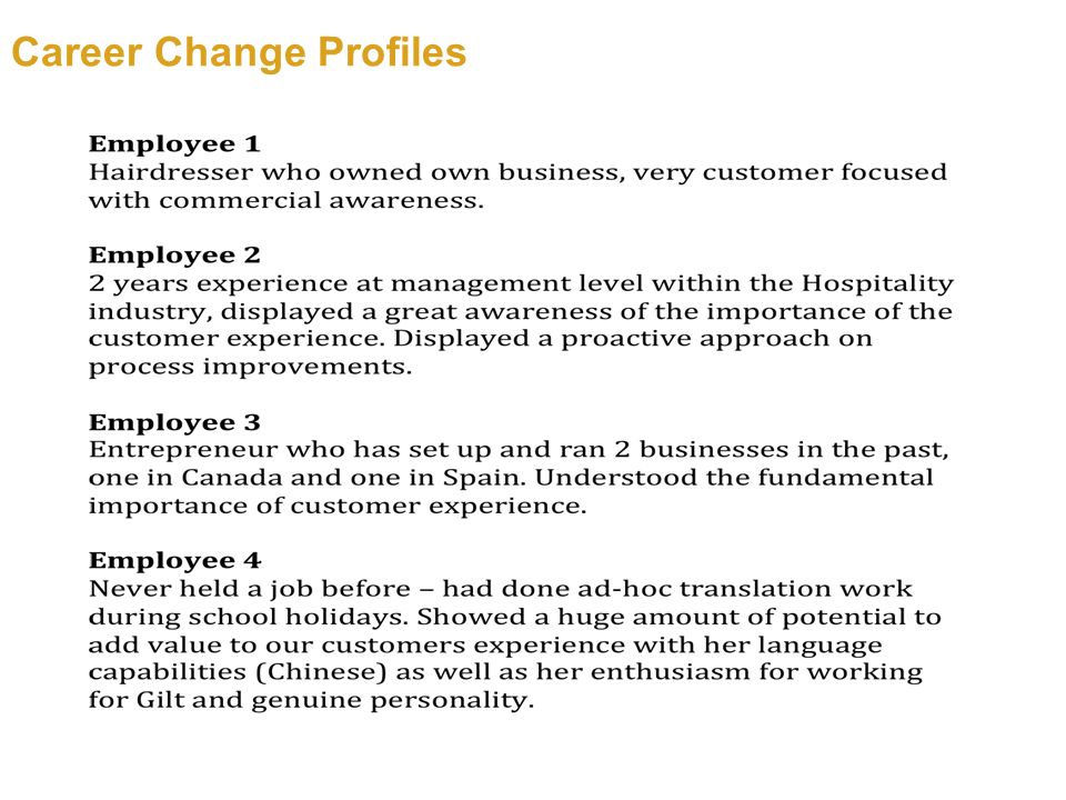 Career Change Profiles