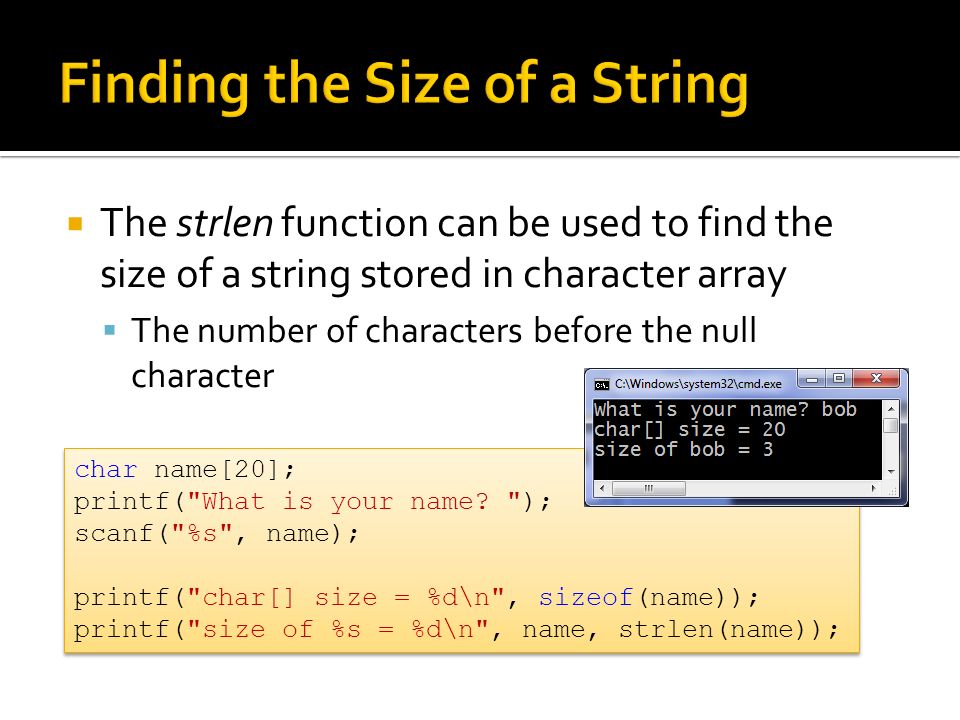 integers and characters character strings input and output size of a char