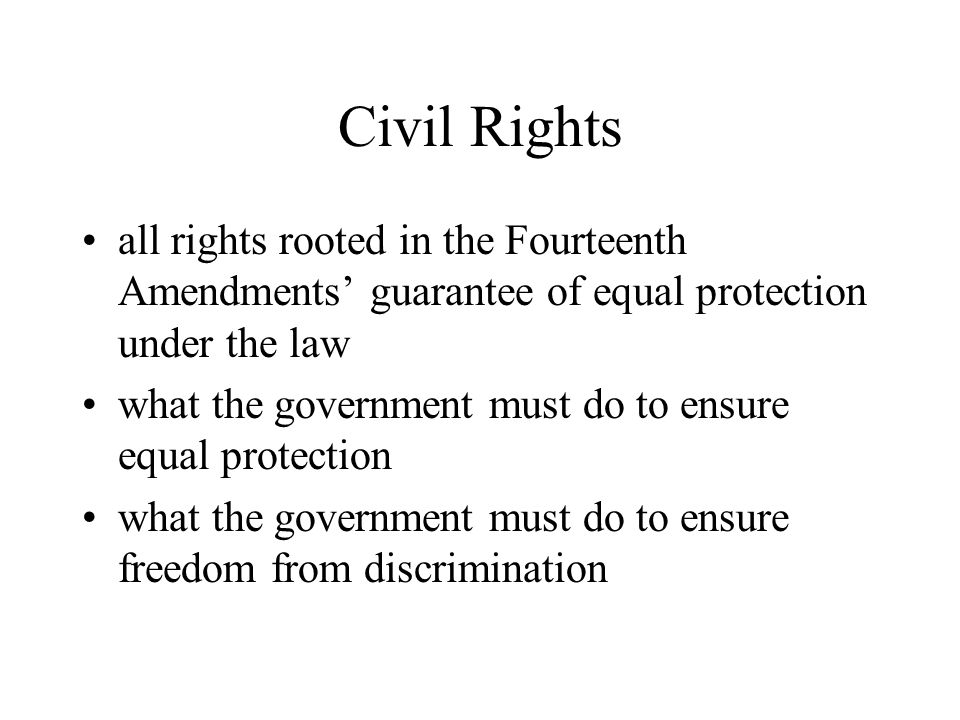 14th amendment equal protection under the Today, craig is going to talk about the most important part of the constitution - the fourteenth amendment in particular, we're going to discuss the equal protection clause and how it relates to our civil rights. 14th amendment equal protection under the Today, craig is going to talk about the most important part of the constitution - the fourteenth amendment in particular, we're going to discuss the equal protection clause and how it relates to our civil rights.