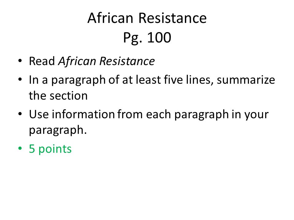 African Resistance Pg.