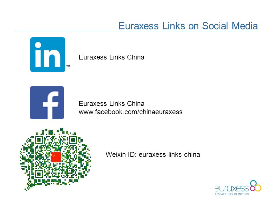Euraxess Links on Social Media Euraxess Links China   Weixin ID: euraxess-links-china