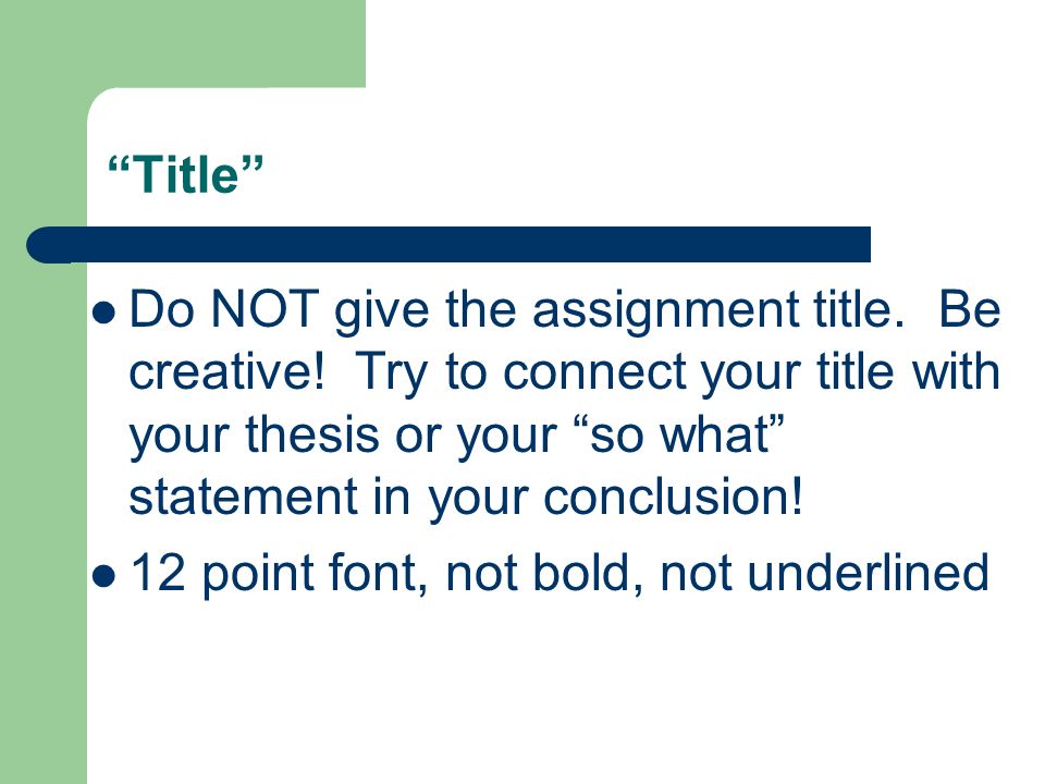 Creative Essay Titles