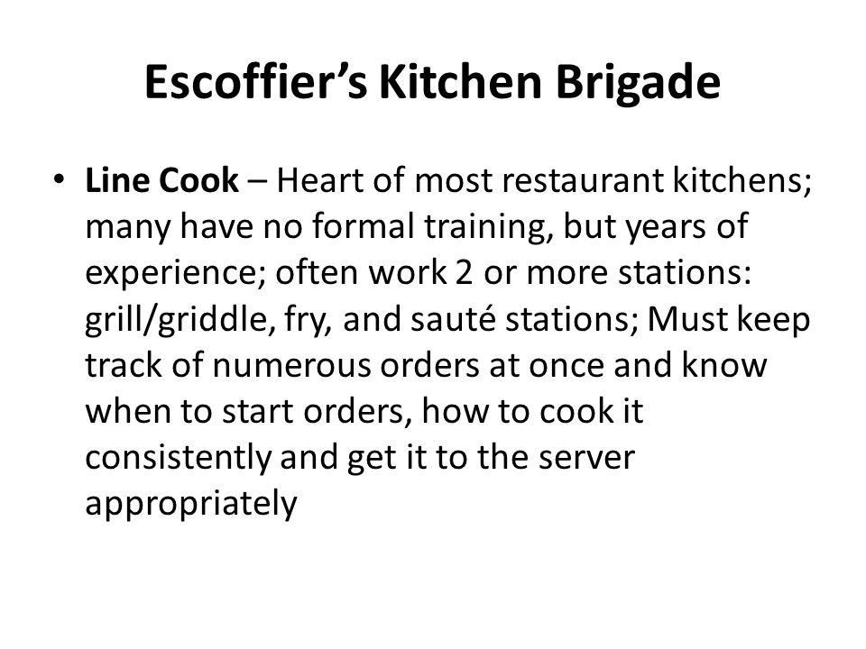 Restaurant Kitchen Brigade restaurant operations restaurant management risa mccann. - ppt Restaurant Kitchen Brigade restaurant operations restaurant management risa mccann. - ppt