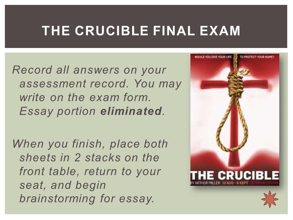 Essay answers for the crucible