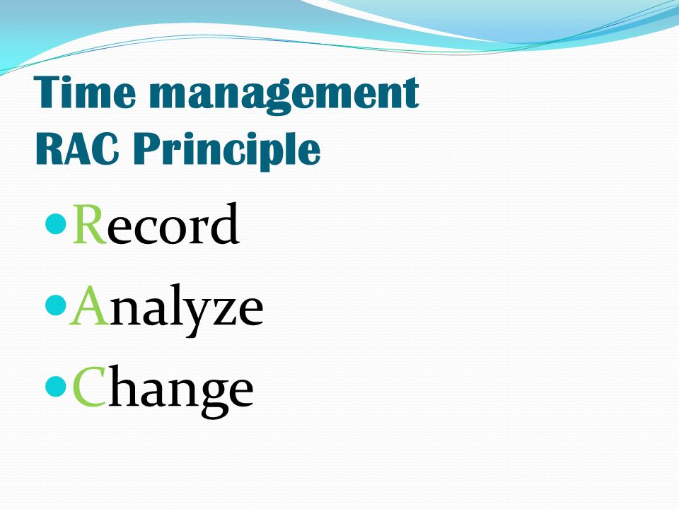 Time management RAC Principle Record Analyze Change