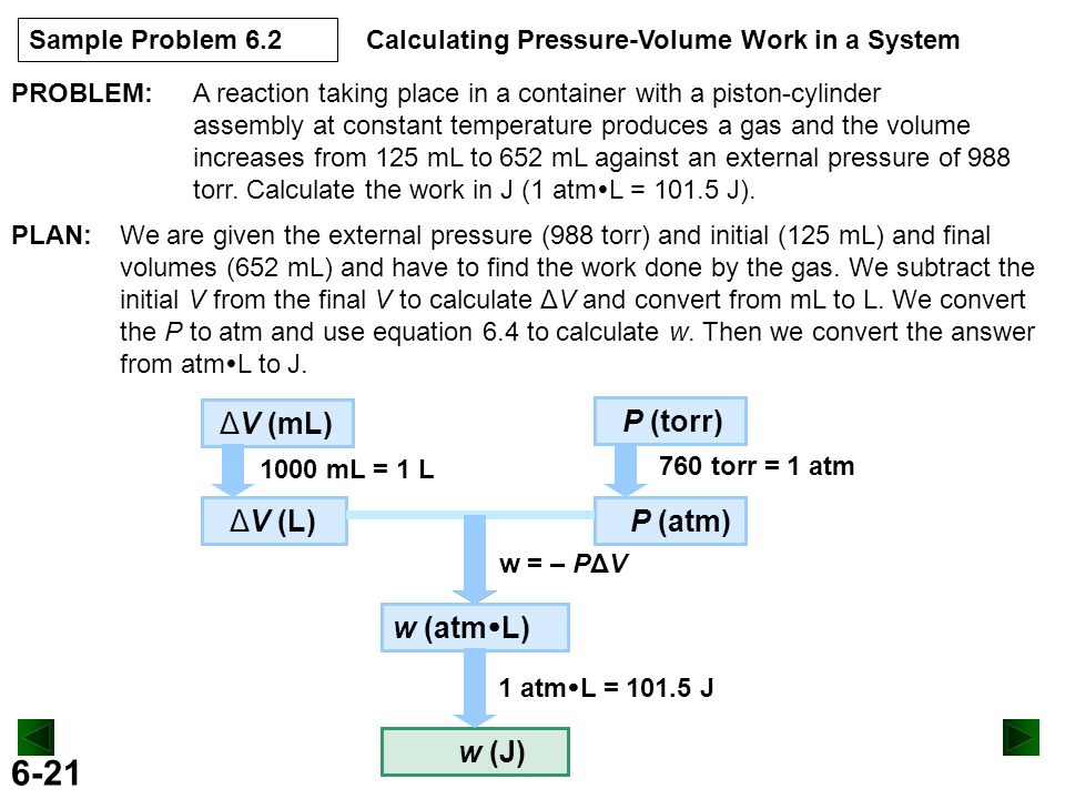 6 1 Lecture Powerpoint Chemistry The Molecular Nature Of Matter 6 21 Sample Problem 2 Calculating Pressure Volume Work In A System Plan