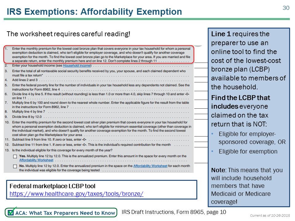 part i basic certification topics current as of october 26 ppt irs form 8965