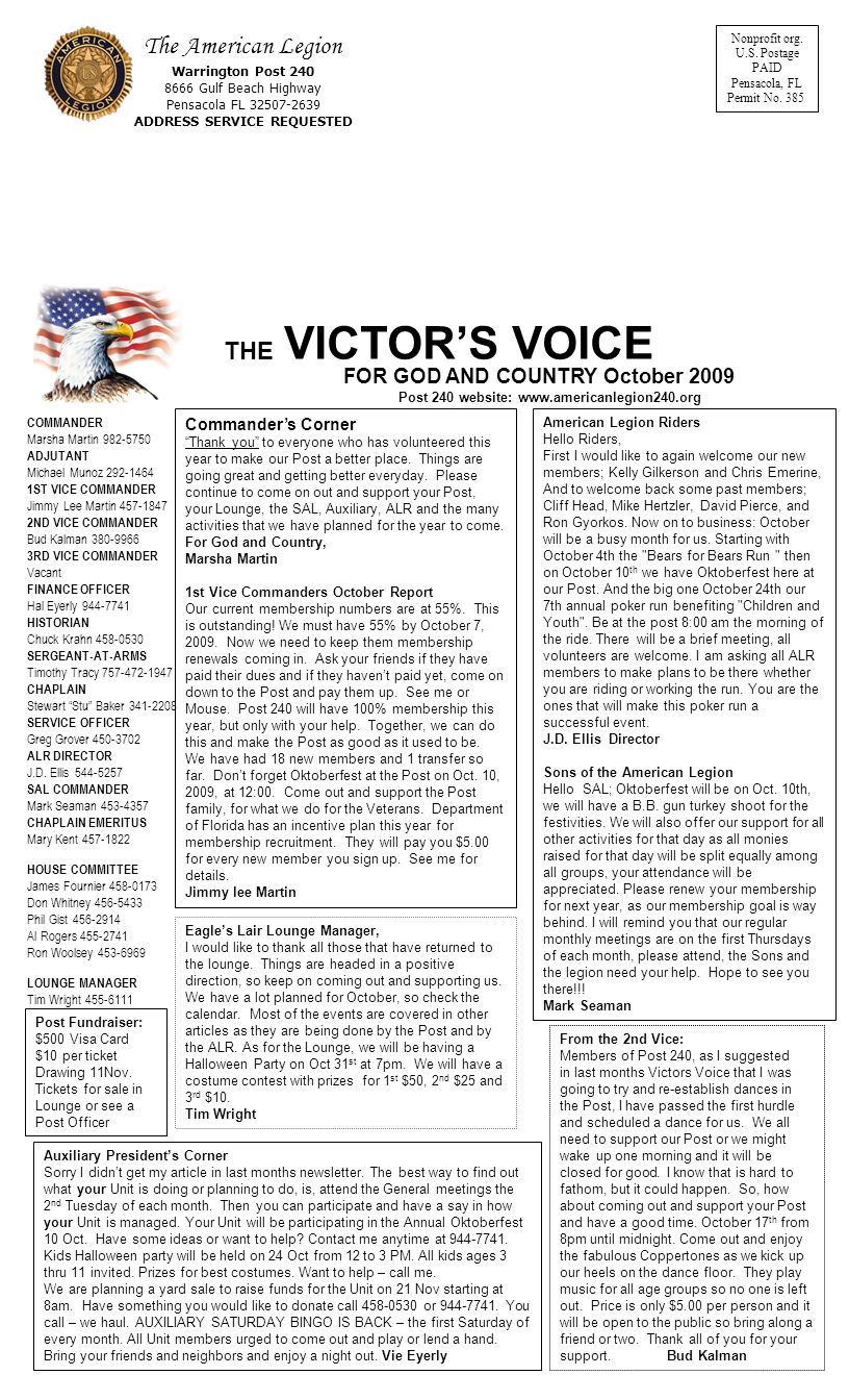 THE VICTORS VOICE Nonprofit Org U S Postage PAID Pensacola FL