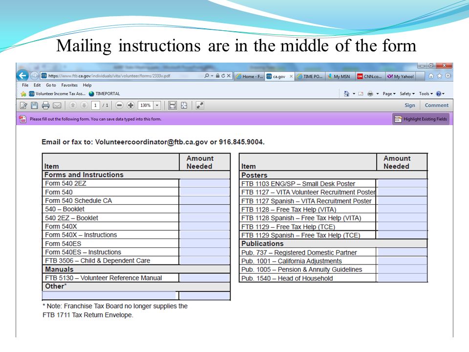 forms ordering procedure 2333v ca is online at ftb ca gov fill in form ftb 3514