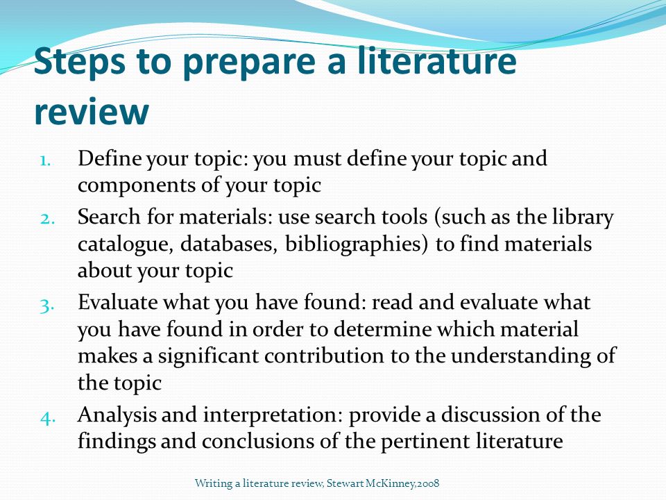 Steps To Writing A Literature Review