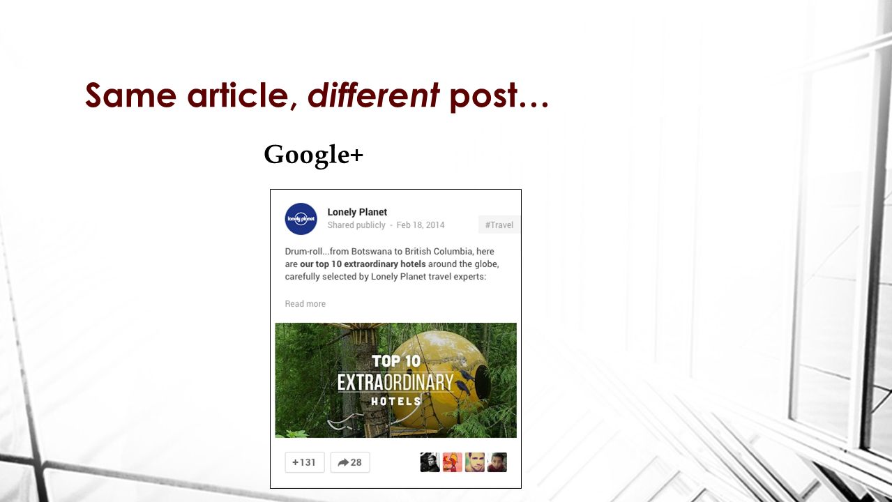 Same article, different post… Google+