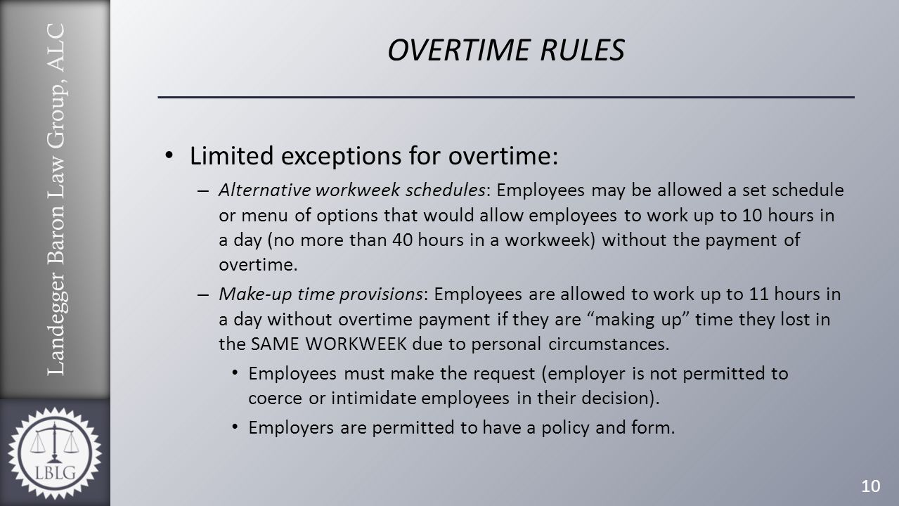 landegger baron law group alc exclusively representing employers california alternative workweek agreement form
