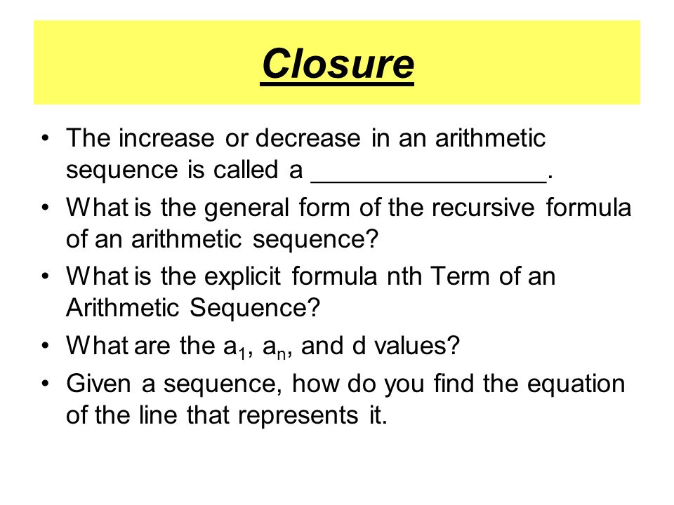 Chapter 3 Linear Functions Lesson 7 8 Recursive And Explicit 12 Closure