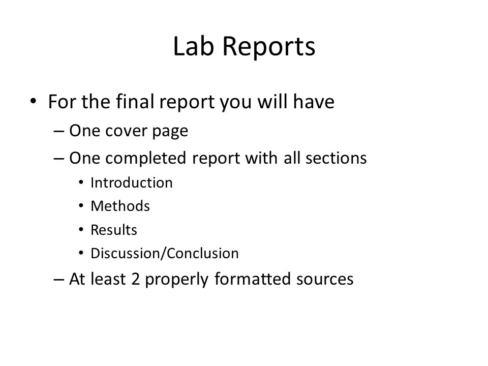 Results section of lab report