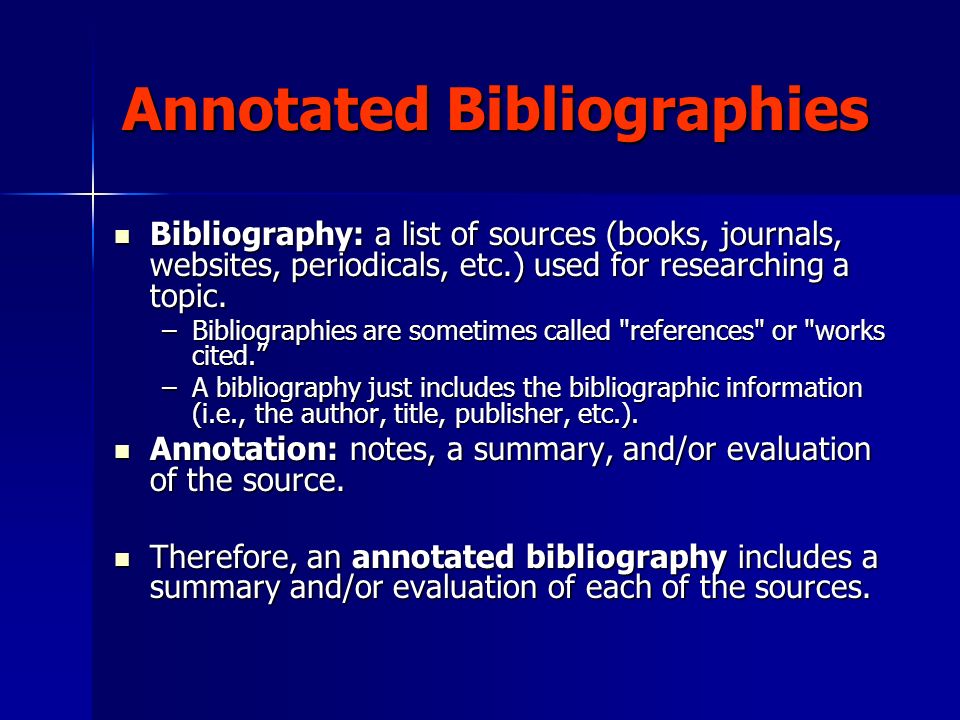 Annotated bibliography assignment apa