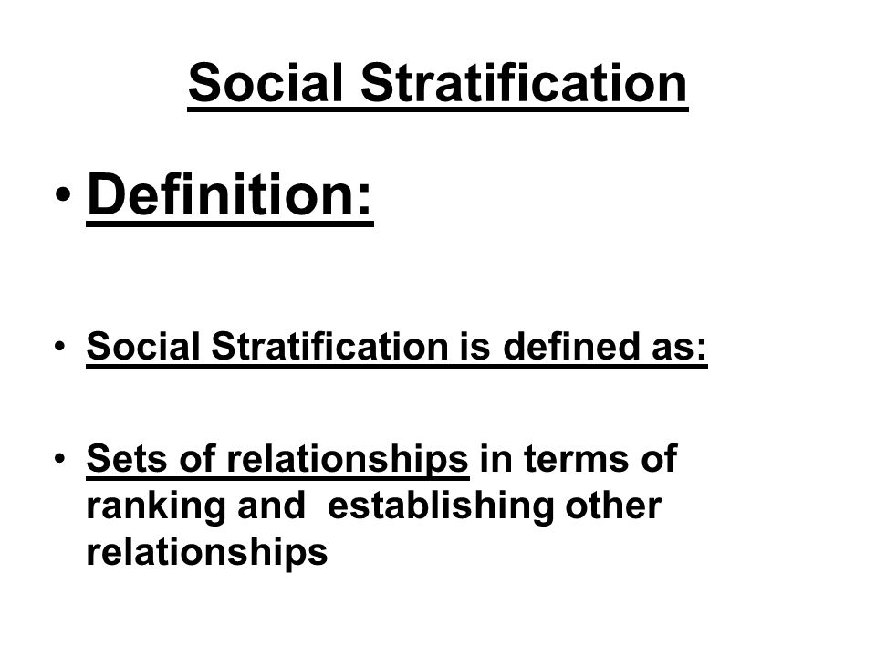 define social stratification