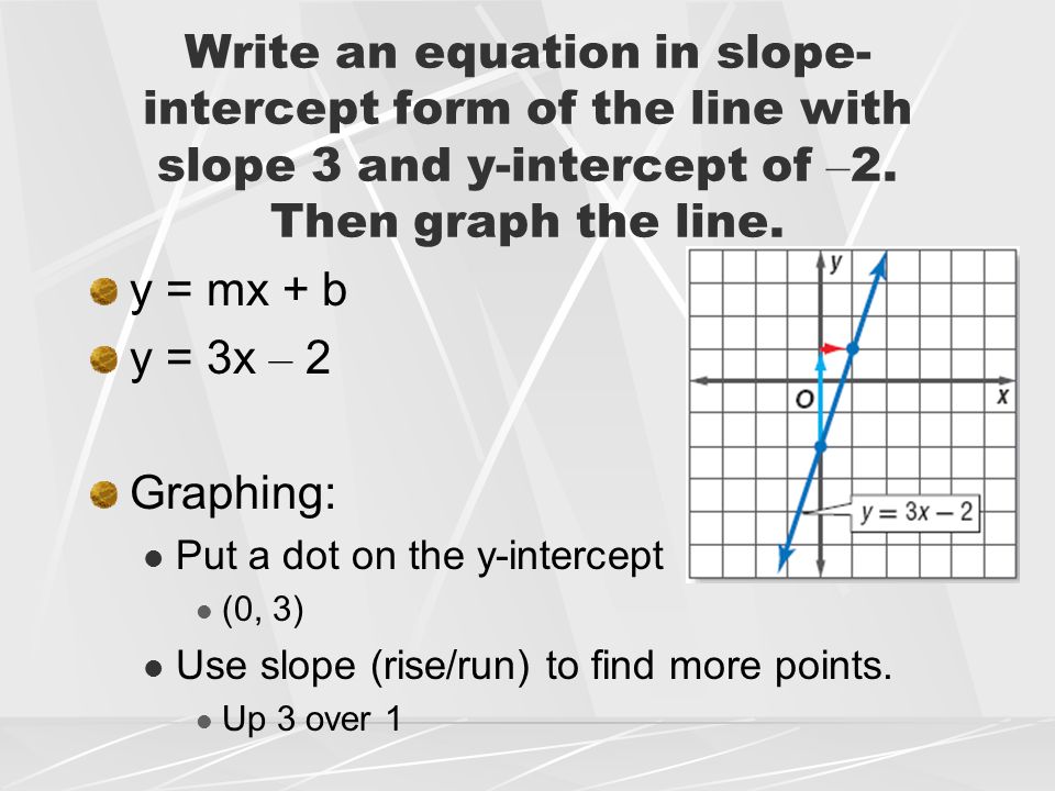 Geometry Lesson 3 4 Equations Of Lines Objective Write An Write An Equation In Slope Intercept Form Of The Line With 3 And Y