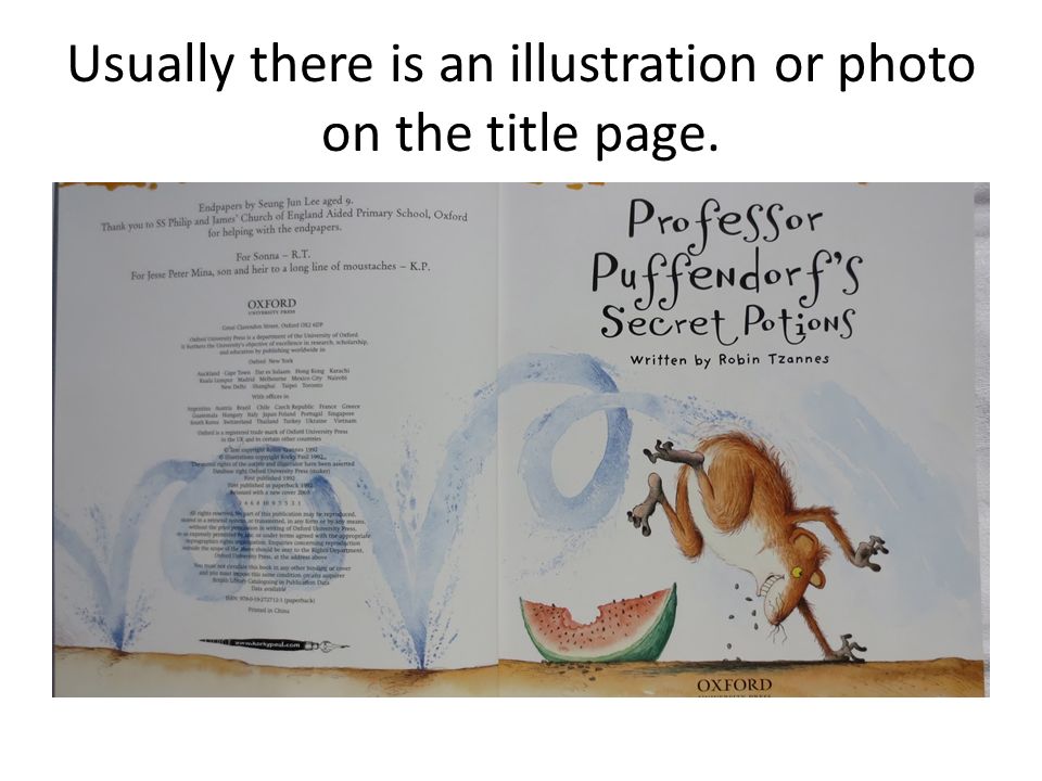 Usually there is an illustration or photo on the title page.