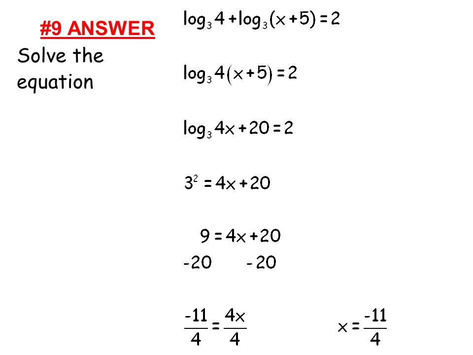 #9 ANSWER Solve the equation