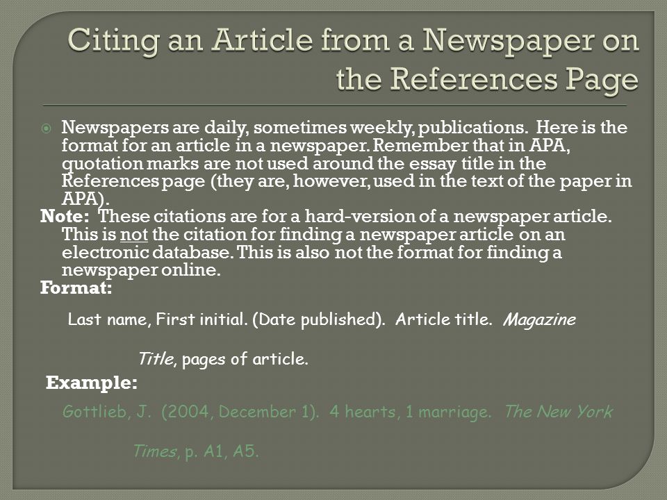 Apa Short Essay Format