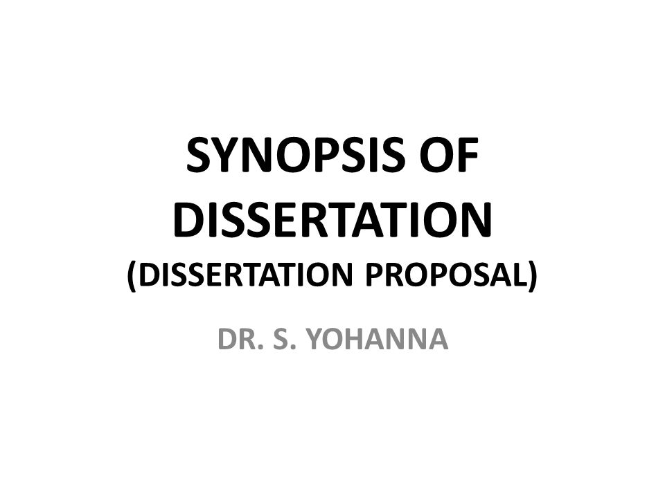 Synopsis For Dissertation