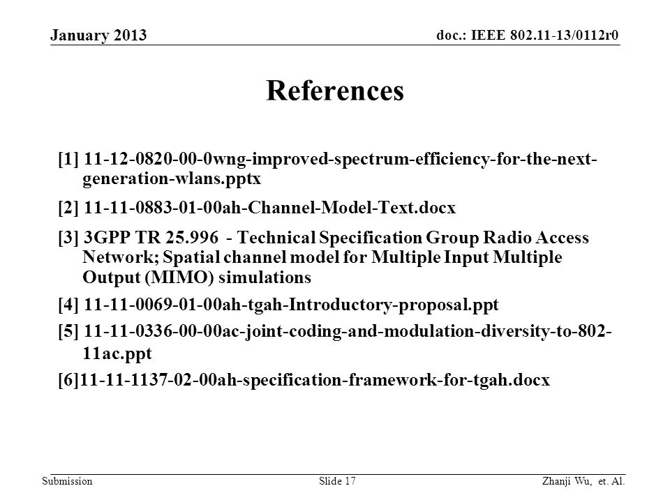 doc.: IEEE /0112r0 Zhanji Wu, et. Al.
