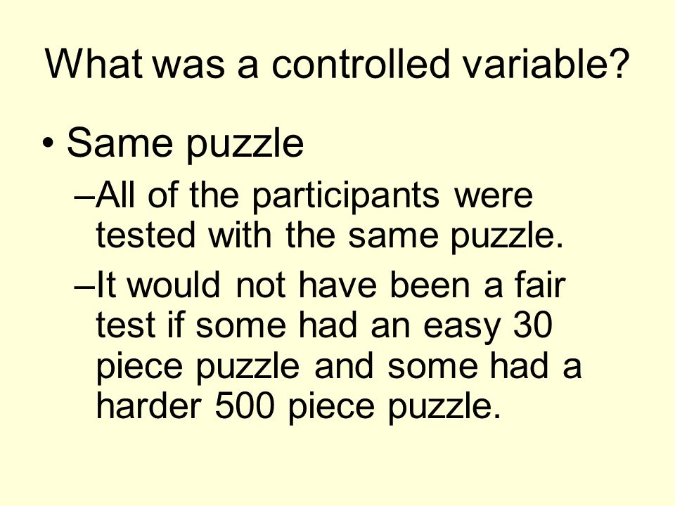What was a controlled variable.