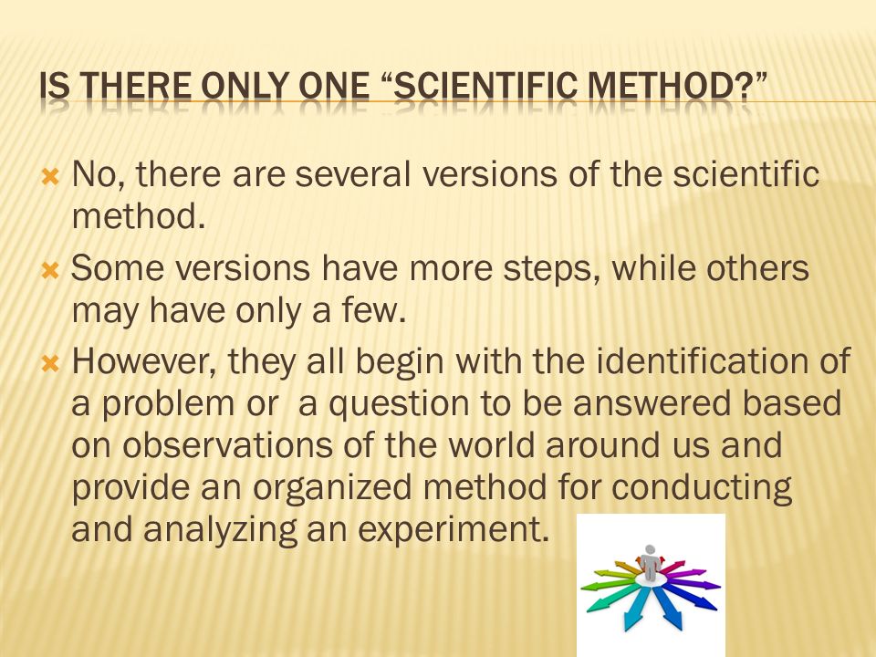  No, there are several versions of the scientific method.
