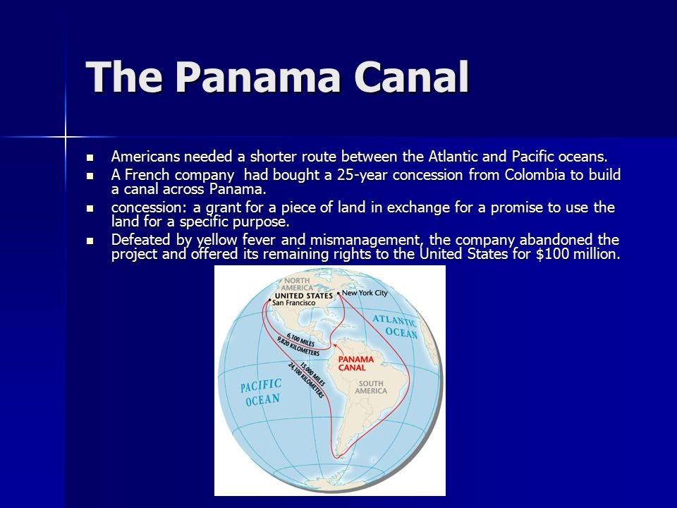 The Panama Canal Americans needed a shorter route between the Atlantic and Pacific oceans.